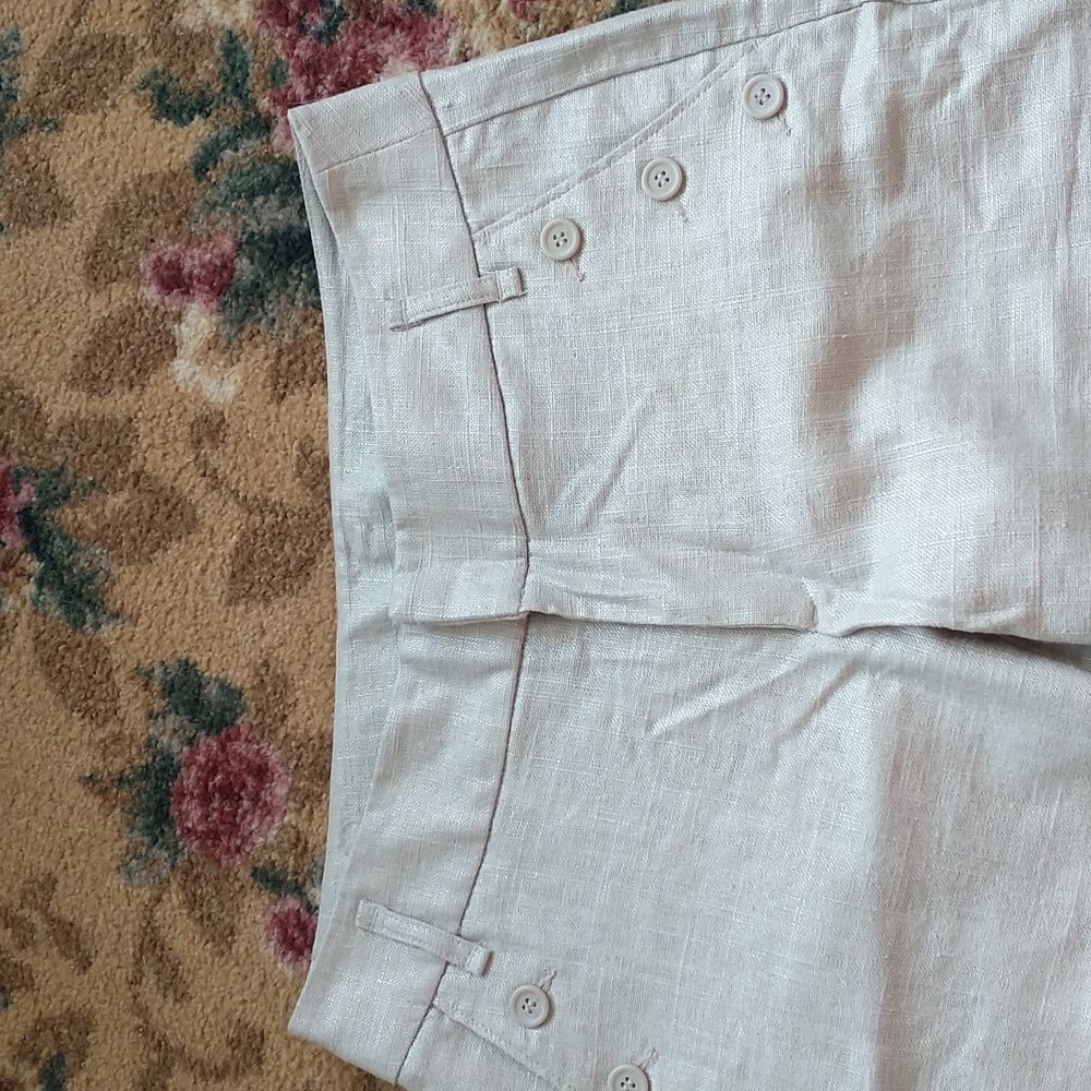 Cynthia Rowley linen blend ankle cropped pants trousers stone tan size 4 - Picture 2 of 5